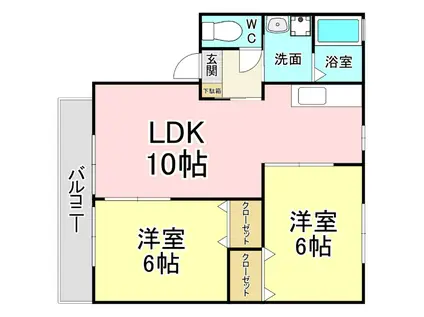 ハイムベル(2LDK/1階)の間取り写真