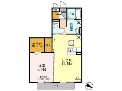 サンシャインビレッジ(1LDK/1階)の間取り写真