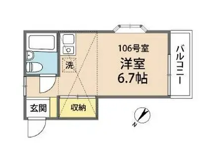 ジュネス有栖川(ワンルーム/1階)の間取り写真