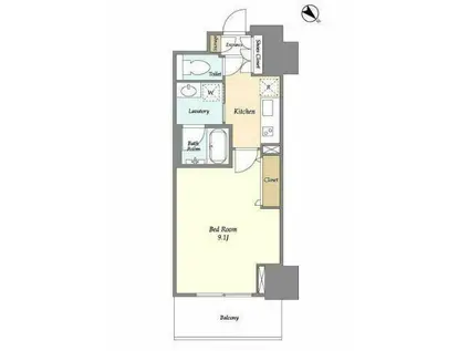 フロンティア新宿タワー(1K/9階)の間取り写真