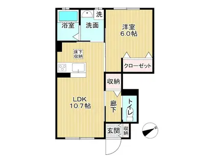 ポケットガーデン(1LDK/1階)の間取り写真