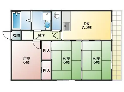 バルビゾン岡田(3DK/4階)の間取り写真