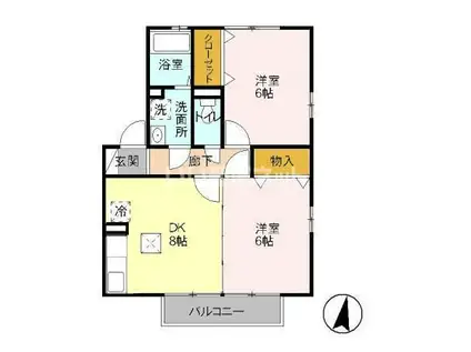 カハラB(2DK/1階)の間取り写真