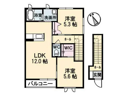シャーメゾン天生津(2LDK/2階)の間取り写真