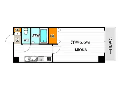 GRAND VERY(1K/6階)の間取り写真