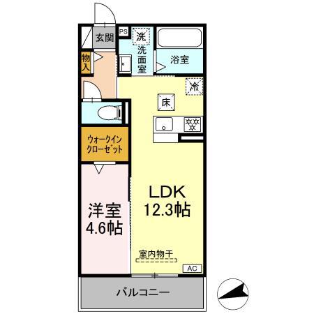 D-HILLS佐藤III(1LDK/1階)の間取り写真