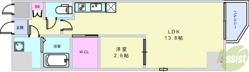 ONLYONE池田新町(1LDK/5階)の間取り写真