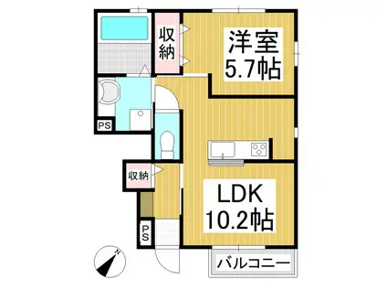 レウニール宮前(1LDK/1階)の間取り写真