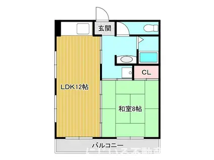 メゾン朝日(1LDK/2階)の間取り写真