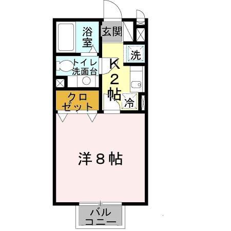 ヴェルドミールI(1K/2階)の間取り写真