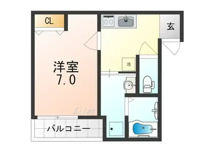 フジパレス住吉遠里小野II番館(1K/2階)の間取り写真