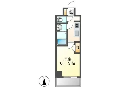 メイクス上前津III(1K/2階)の間取り写真