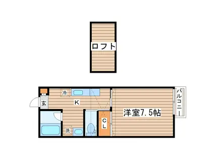 ブルーリーフI(1K/1階)の間取り写真