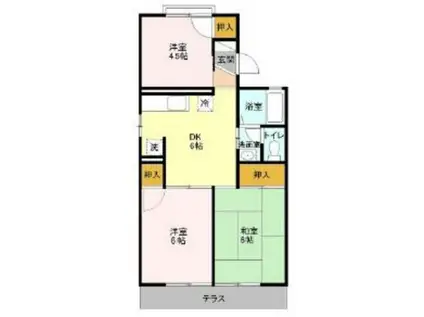 吉川タウンハウス II棟(3DK/1階)の間取り写真
