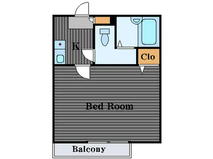ビーカーサ横浜入江(1K/2階)の間取り写真