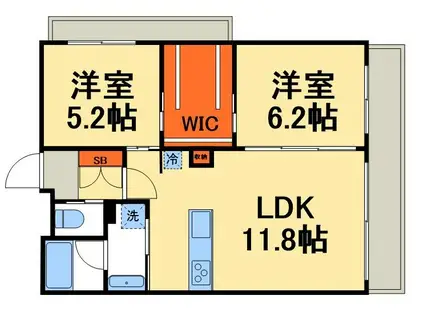 ART RESIDENCE IN MISATO CHUO(2LDK/9階)の間取り写真