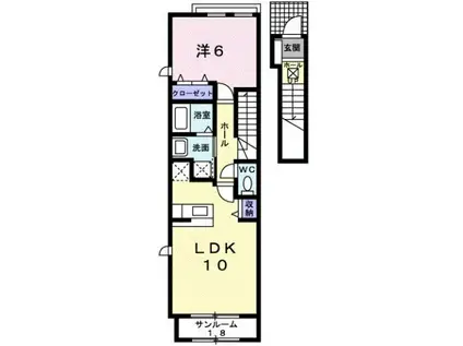 ZEKOOS(1LDK/2階)の間取り写真