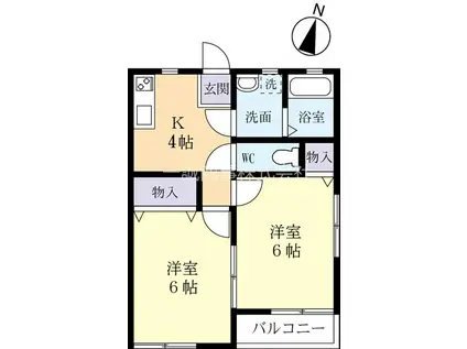 第一長谷川コーポ(2K/2階)の間取り写真