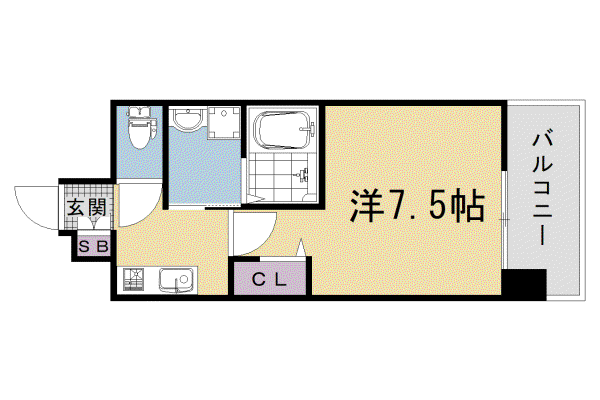 ベラジオ雅び京都西院II(1K/4階)の間取り写真