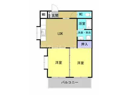 エクシード藤山(2LDK/2階)の間取り写真