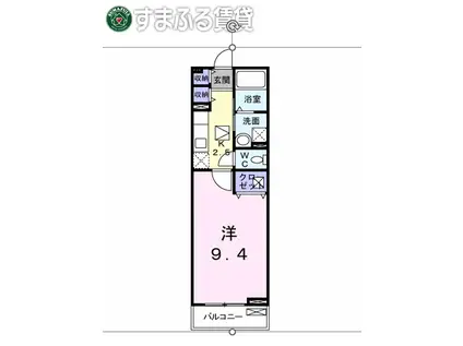 セブンローズC(1K/1階)の間取り写真