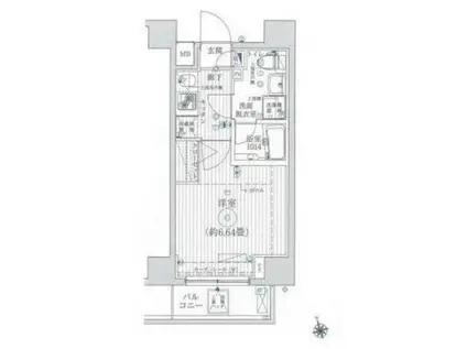 リライア東京イーストレジデンス(1K/3階)の間取り写真