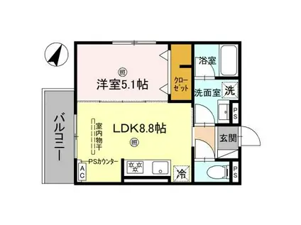 ピオーネ荘(1LDK/3階)の間取り写真