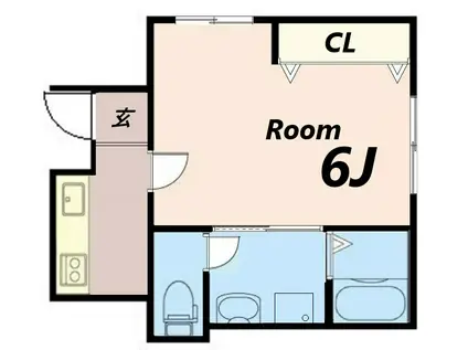 RUMIE-RU中津II(1K/1階)の間取り写真