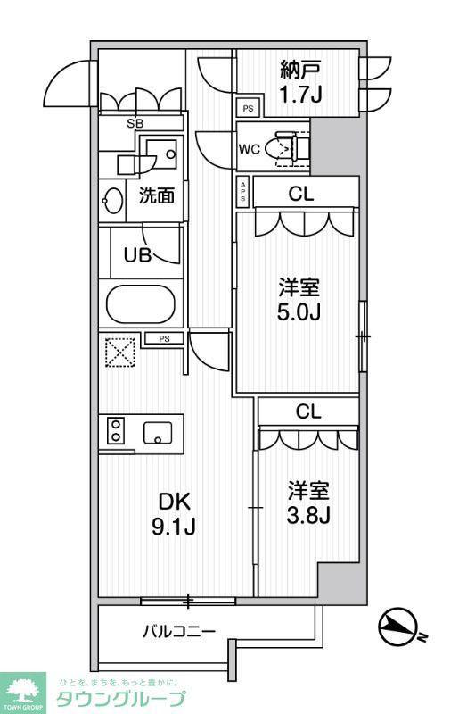 シーズンフラッツ新大塚(2SDK/1階)の間取り写真