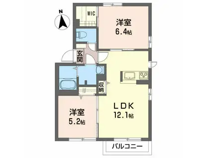 ディアス セフィーラIII(2LDK/1階)の間取り写真