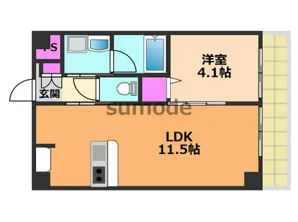 エール茨木本町AILE(1LDK/2階)の間取り写真