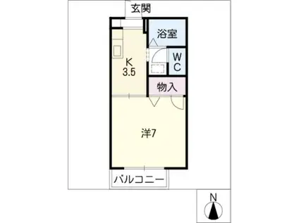 フレグランスミノワ(1K/1階)の間取り写真
