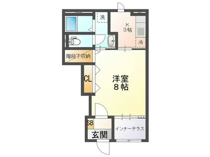 四日市市波木南台アパート(1K/1階)の間取り写真