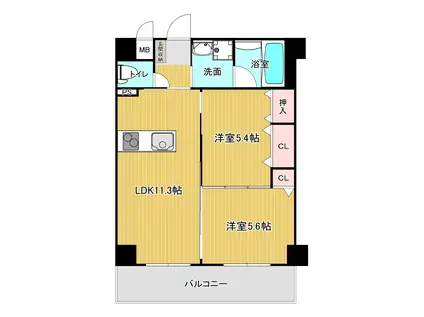 シャトー橿原(2LDK/2階)の間取り写真