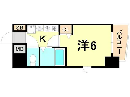 エステムコート神戸元町通(1K/8階)の間取り写真