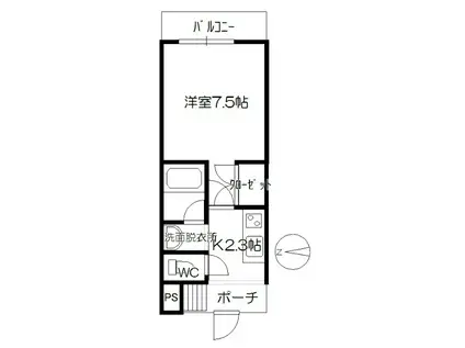 グレイスコート三嶋(1K/2階)の間取り写真