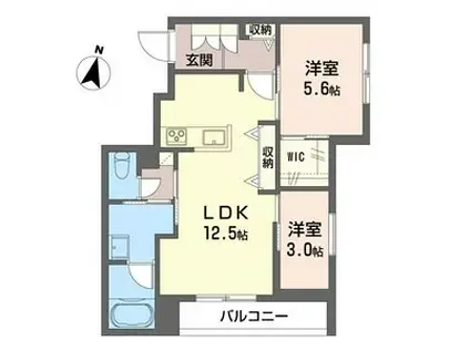 ＪＲ埼京線 北与野駅 徒歩15分 3階建 新築(2LDK/3階)の間取り写真