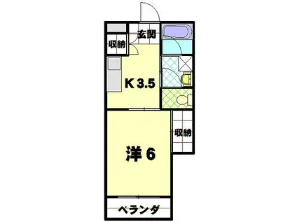 ロイヤルハイツ福山(1K/3階)の間取り写真