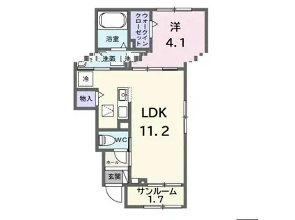 フェリス・カーサ(1LDK/1階)の間取り写真