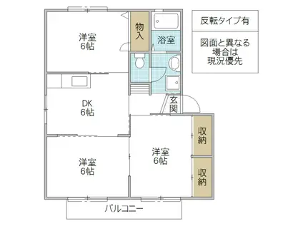 CHARLES GRANDE A(3DK/1階)の間取り写真