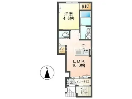 グランディール西高師(1LDK/1階)の間取り写真