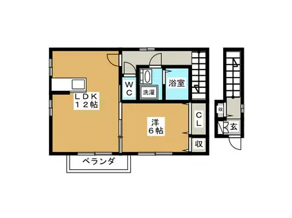 ノーベルハウスB棟(1LDK/2階)の間取り写真