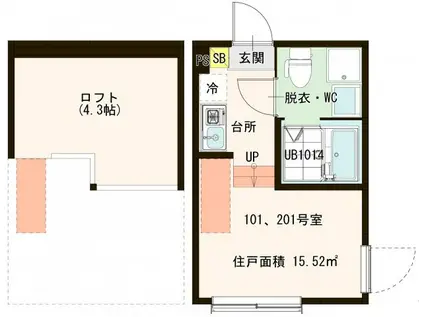 クレメントテラス瑞江(ワンルーム/2階)の間取り写真