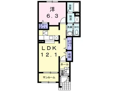 アフロディーティア I(1LDK/1階)の間取り写真