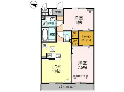 フォルトゥーナ(2LDK/1階)の間取り写真