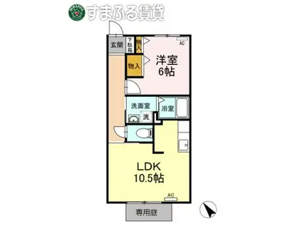 エスポワール栄(1LDK/1階)の間取り写真