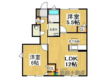 シャーメゾン本郷A棟(2LDK/1階)の間取り写真