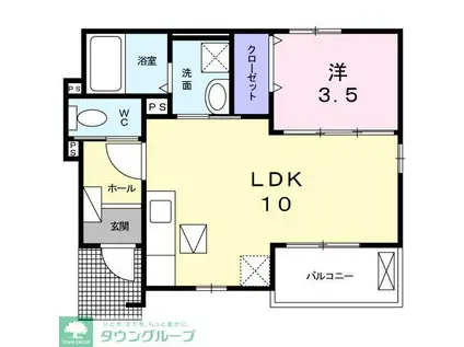 クレストタウン II(1LDK/1階)の間取り写真