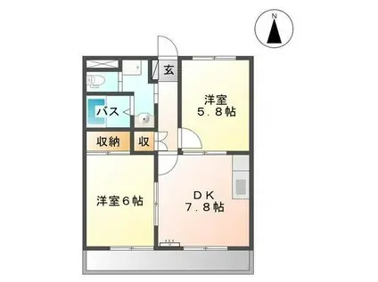 ディアハイム(2DK/3階)の間取り写真