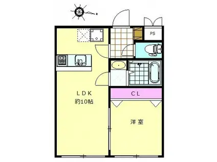 ブルドッグフランセ駒沢(1LDK/2階)の間取り写真